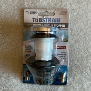 PF Water Works Tub Strain Toe Touch Bathtub Stopper Chrome Universal PF0936-CH